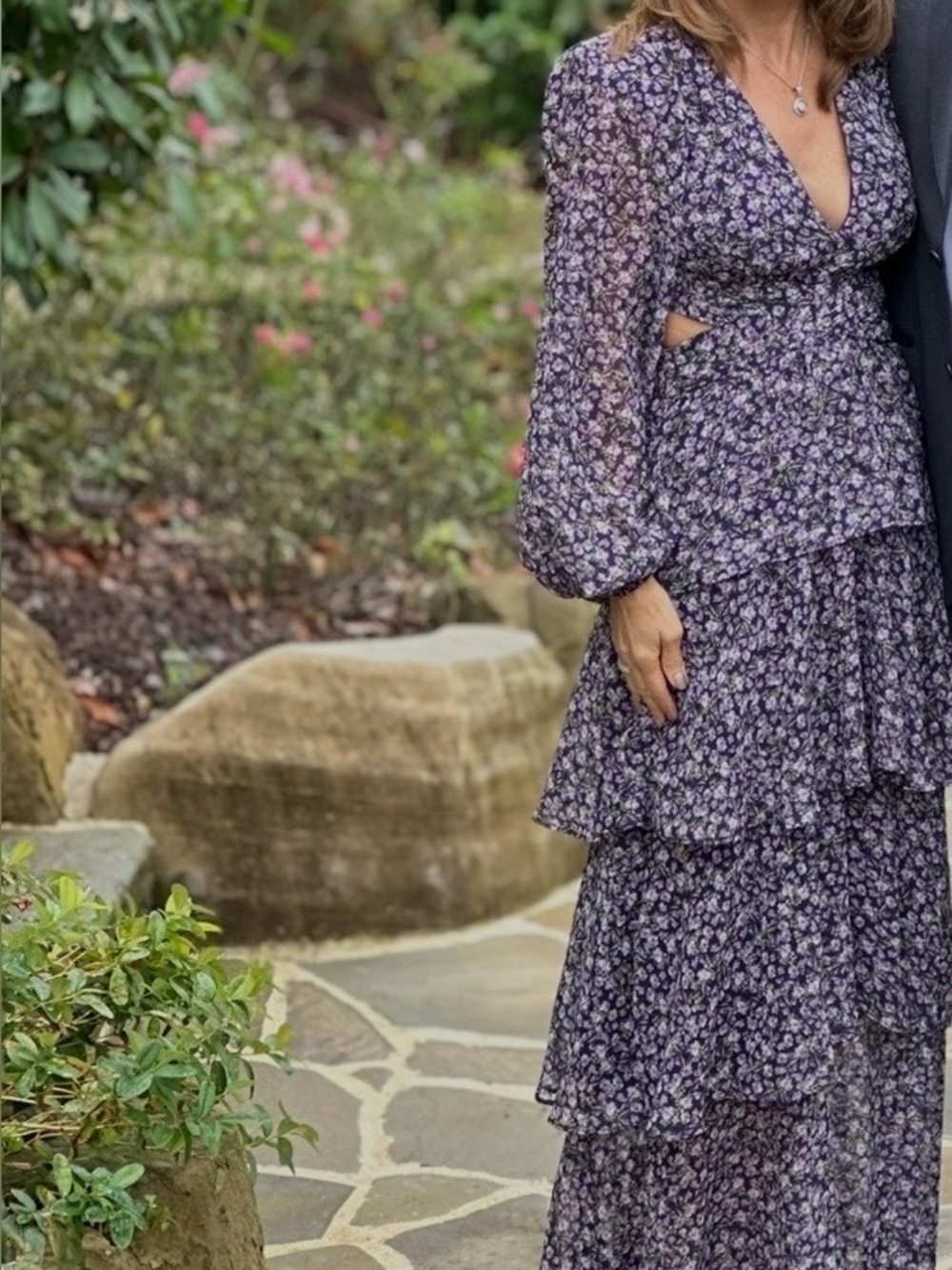 Astr Floral Maxi Dress - Purple and White